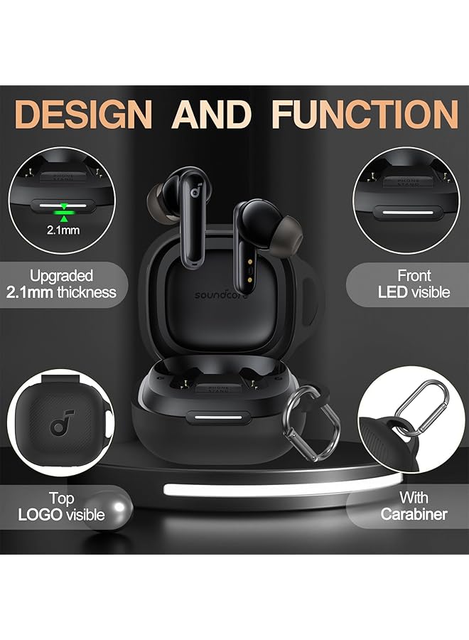 erorex Compatible With Soundcore P40I Case Cover Soft Silicone Case For Soundcore P40I Shockproof Protective Skin Cover For P40I Wireless Earbuds With Carabiner Black - Image 4