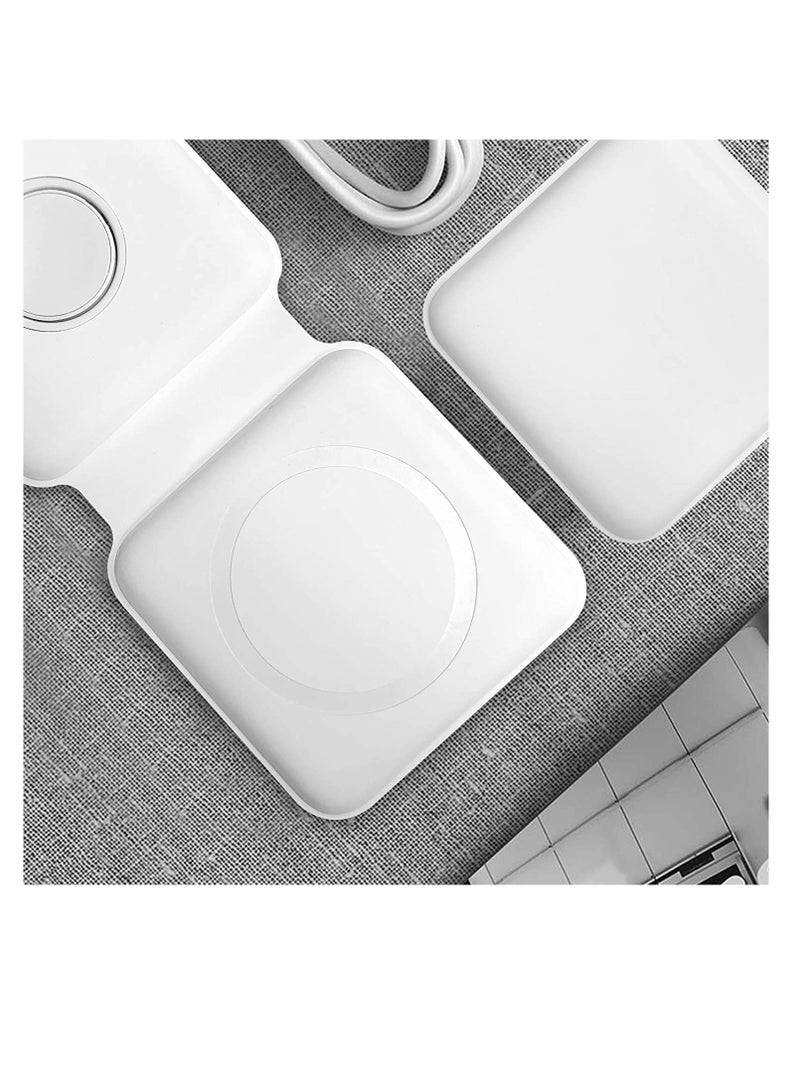 general 2 in 1 Wireless Charger, 15W Qi Fast Dual Magnetic Wireless Charging Pad 【for Magsafe Charging】, Foldable PU Wireless Charger Station for iPhone 12/12 Pro/12 Pro Max/Mini/11/X/XR/S20/Airpods/iWatch - Image 4