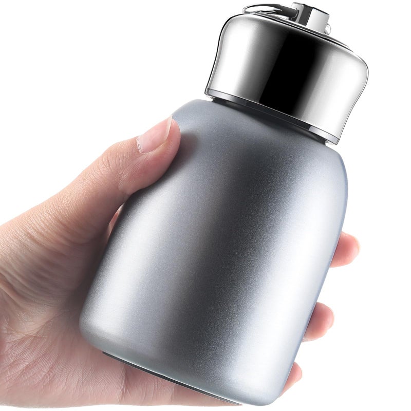 Mifoci 1 Pcs 10oz Mini Water Bottles Stainless Steel Slim Insulated Thermal for Hot Cold Drink Thermal Small Vacuum Portable Water Bottle for Women Gifts Travel Camping Hiking (Silver) - Image 1