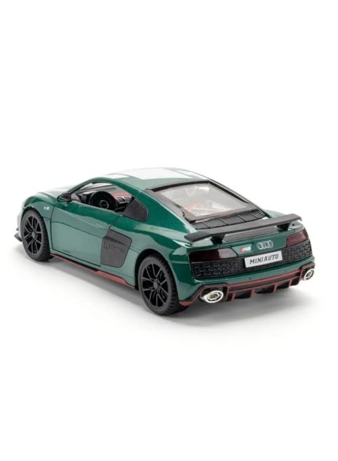 HAIZOL سيارة نموذجية مصنوعة من المعدن Audi R8 V10 مقياس 1:24 | هيكل معدني مع أضواء، صوت محرك وإجراء سحب للخلف | أبواب قابلة للفتح | لعبة قابلة للجمع من الدرجة الممتازة - Image 2