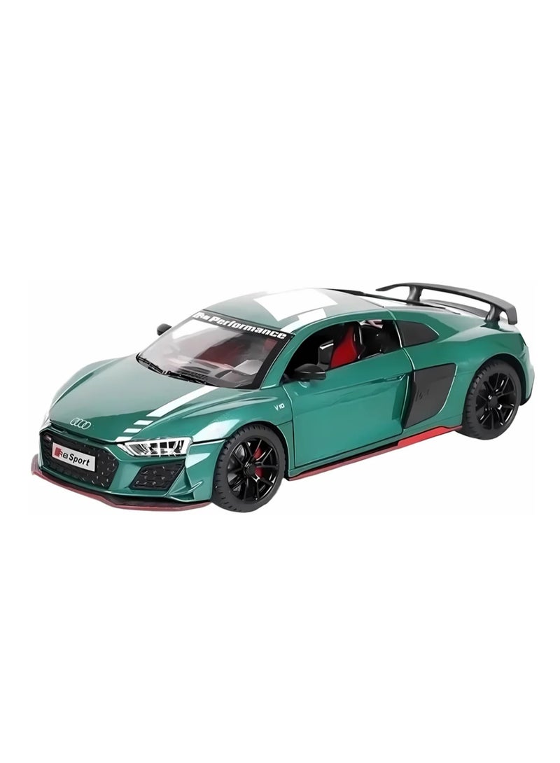 HAIZOL سيارة نموذجية مصنوعة من المعدن Audi R8 V10 مقياس 1:24 | هيكل معدني مع أضواء، صوت محرك وإجراء سحب للخلف | أبواب قابلة للفتح | لعبة قابلة للجمع من الدرجة الممتازة - Image 1