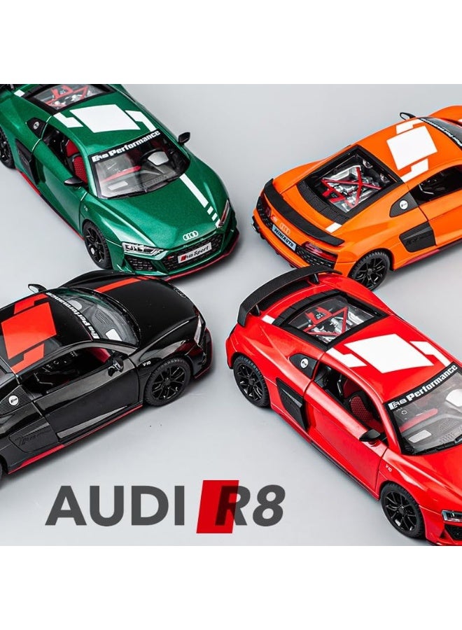 HAIZOL سيارة نموذجية مصنوعة من المعدن Audi R8 V10 مقياس 1:24 | هيكل معدني مع أضواء، صوت محرك وإجراء سحب للخلف | أبواب قابلة للفتح | لعبة قابلة للجمع من الدرجة الممتازة - Image 5