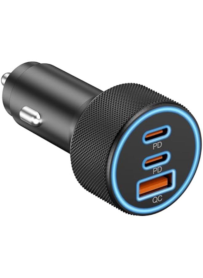 USB C Car Charger, 3-Port 67W Dual USB-C & USB-A Car Power Adapter PD/QC Fast Charging Lighter for iPhone 16/15/14/13/12/11/Pro Max, iPad, Samsung Galaxy S25 S24/S23/S22/S21, Pixel, Android - Image 1