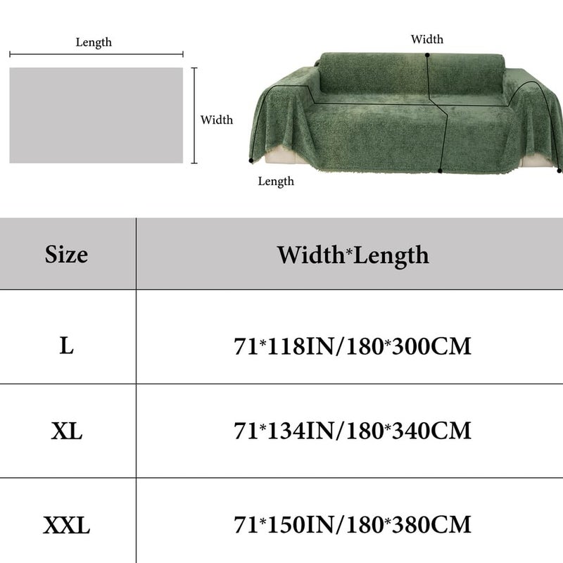 AMWAN Forest Green Chenille Sofa Cover Modern Couch Cover Chenille Durable Loveseat Cover for Dogs,Cats Large 1 Piece Universal Couch Cover for 3 Cushion Furniture Protector Sofa Slipcover, 71"x118" - Image 4