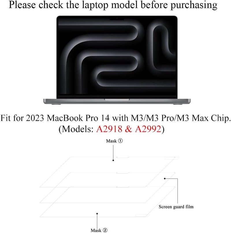 OJOS Screen Protector for MacBook Pro 14 Inch (M4/M3/M3 Pro/Max Chip), A3112 A3185 A3401 A2918 A2992 Anti-Fingerprint Anti-Scratch 5H Hardness Screen Film Protector Accessories (14.2 Inches, HD Clear) - Image 2