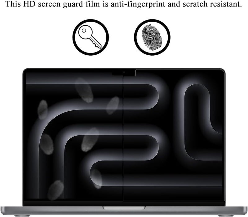 OJOS Screen Protector for MacBook Pro 14 Inch (M4/M3/M3 Pro/Max Chip), A3112 A3185 A3401 A2918 A2992 Anti-Fingerprint Anti-Scratch 5H Hardness Screen Film Protector Accessories (14.2 Inches, HD Clear) - Image 4