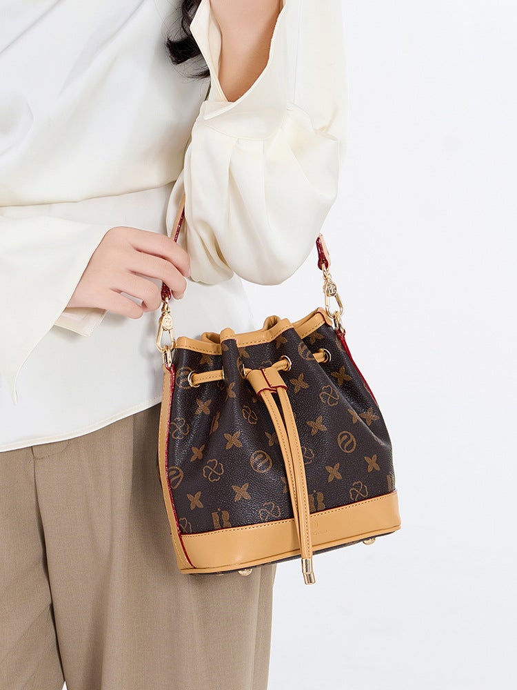 Bani Meizi Drawpack Bucket Bag Classic Old Flower Shoulder Crossbody Bag High-Value Light Luxury All-Match Women'S Handbag - Image 4