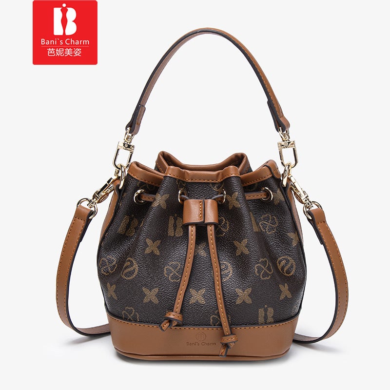 Bani Meizi Drawpack Bucket Bag Classic Old Flower Shoulder Crossbody Bag High-Value Light Luxury All-Match Women'S Handbag - Image 1