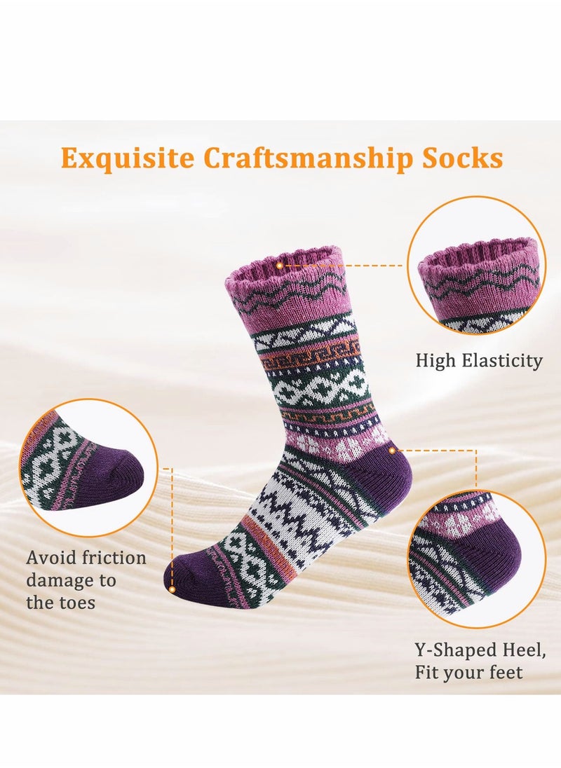 SYOSI Wool Socks for Women, Vintage Winter Warm Wool Socks for Women, Soft Cozy Socks, Thick Knit Boots Socks for Women / Men (5 Pairs)  - Image 4