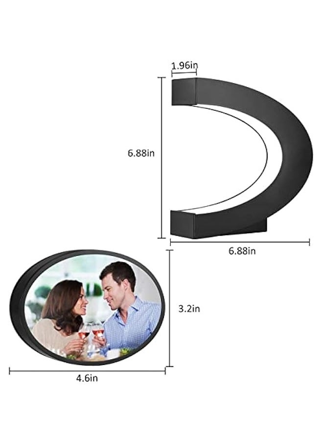 ANKOVO - Levitating Photo Frame with LED Colorful Lights Magnetic Levitation Floating Rotating Picture Frame Display Stand Night Light for Home Office Desk Decoration Wedding Gift, C Shape - Image 1