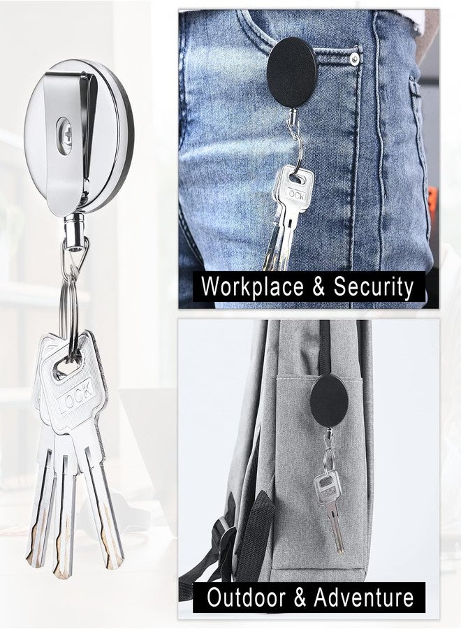 GLUN® Pack of 2 Metal Badge ID Card Holders with Sliding Badge Holder (Black Vertical) Plastic Card Case Protector for Office Employee and Staff Retractable - Image 5