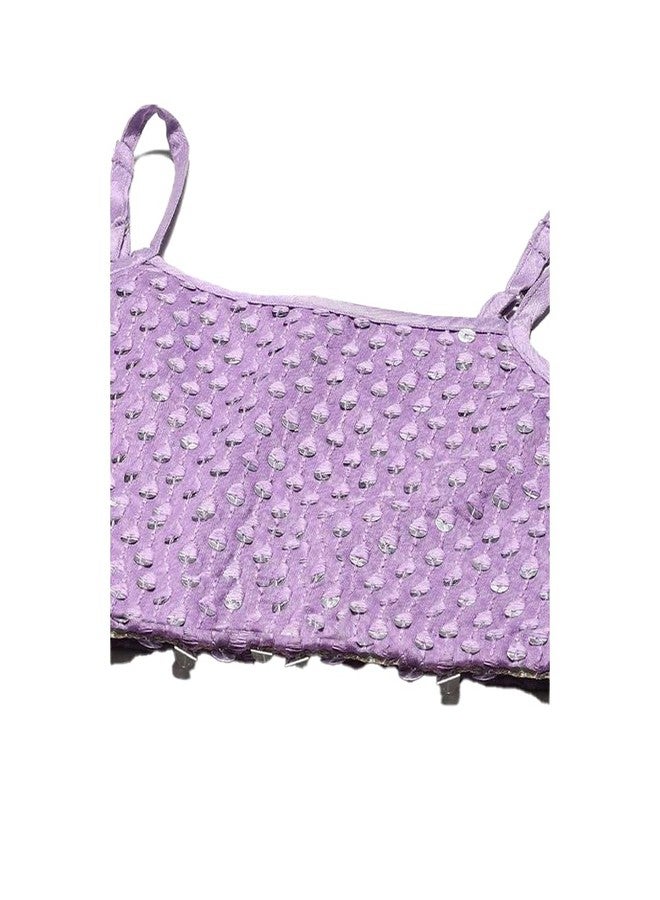 BIBA Girls Polyester Lehenga Set Readymade Purple 3 - Image 3