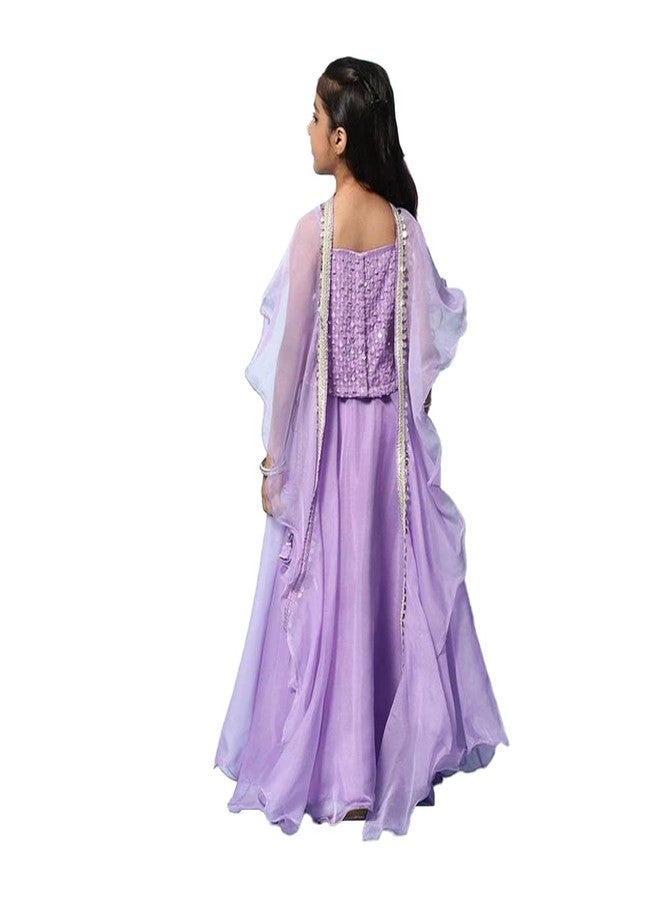 BIBA Girls Polyester Lehenga Set Readymade Purple 3 - Image 2