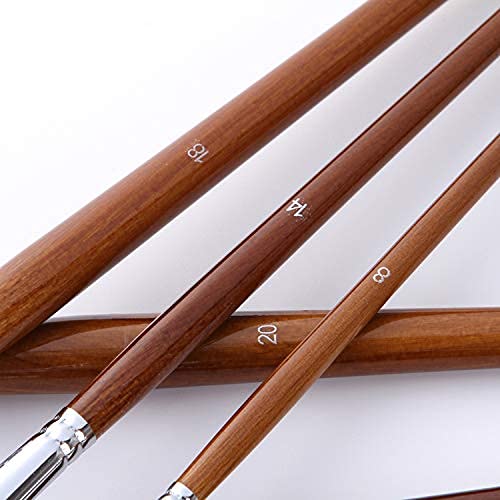 eS³kube Wooden Long Handle Taklon Hair Synthetic Filbert Tip Artist Paint Brushes for Acrylic Oil, Water Color Gouache Paint - Sizes 0-24, 13 Piece Set - Image 3