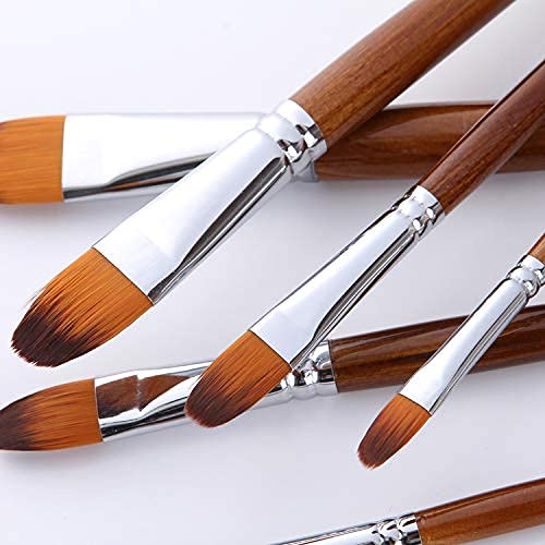 eS³kube Wooden Long Handle Taklon Hair Synthetic Filbert Tip Artist Paint Brushes for Acrylic Oil, Water Color Gouache Paint - Sizes 0-24, 13 Piece Set - Image 4