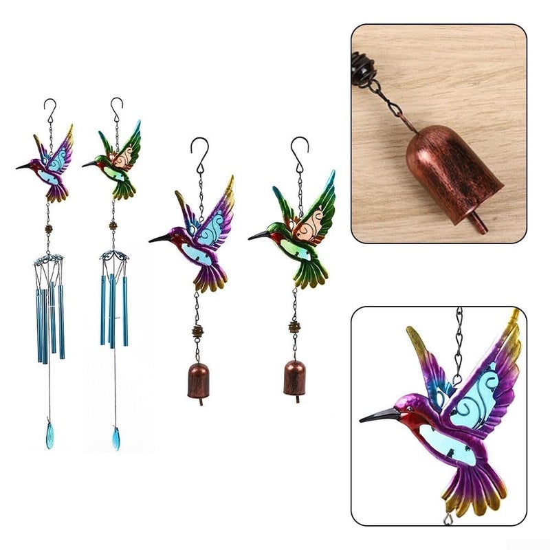 Purple Aluminum Wind Chime With Bird Animal Designs For Indoor Outdoor Garden Decor - Image 5