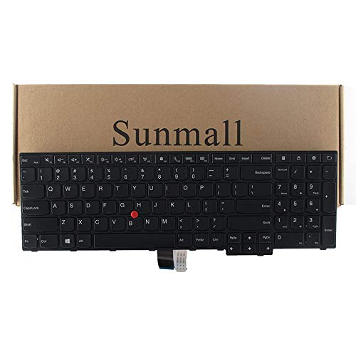 SUNMALL Laptop Keyboard Replacement with Frame Compatible with Lenovo Thinkpad E550 E550C E555 E560 E565 Series Laptop Black US Layout - Image 1