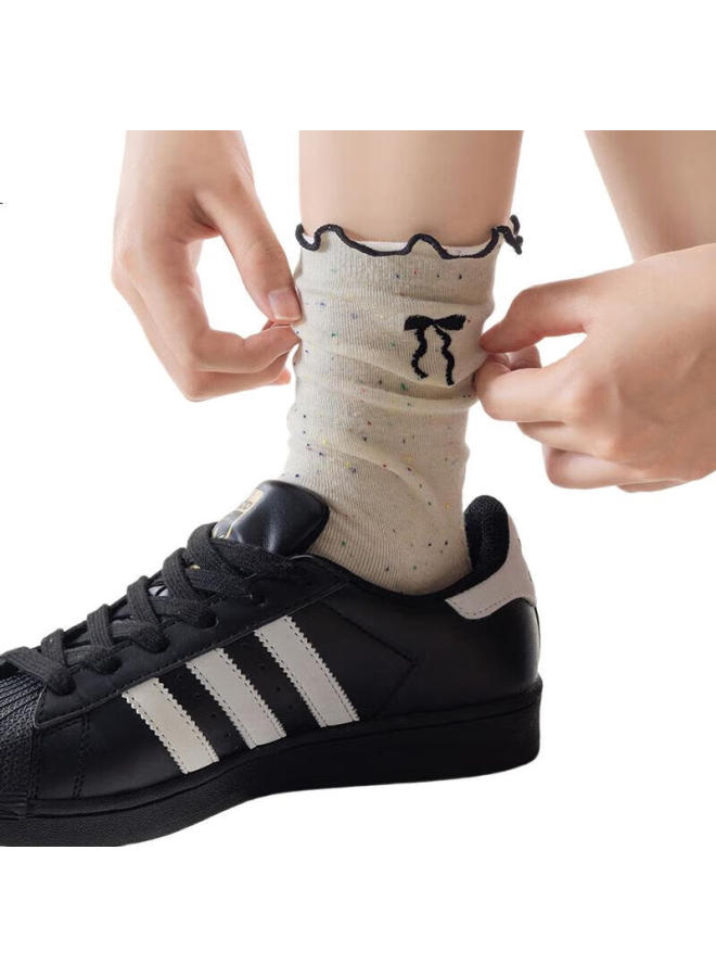 Madallo Modal Slouch Socks For Women, Mid-Calf Length, Spring And Summer, Ruffled Edge Cotton Socks, Maternity Long Socks - Image 2