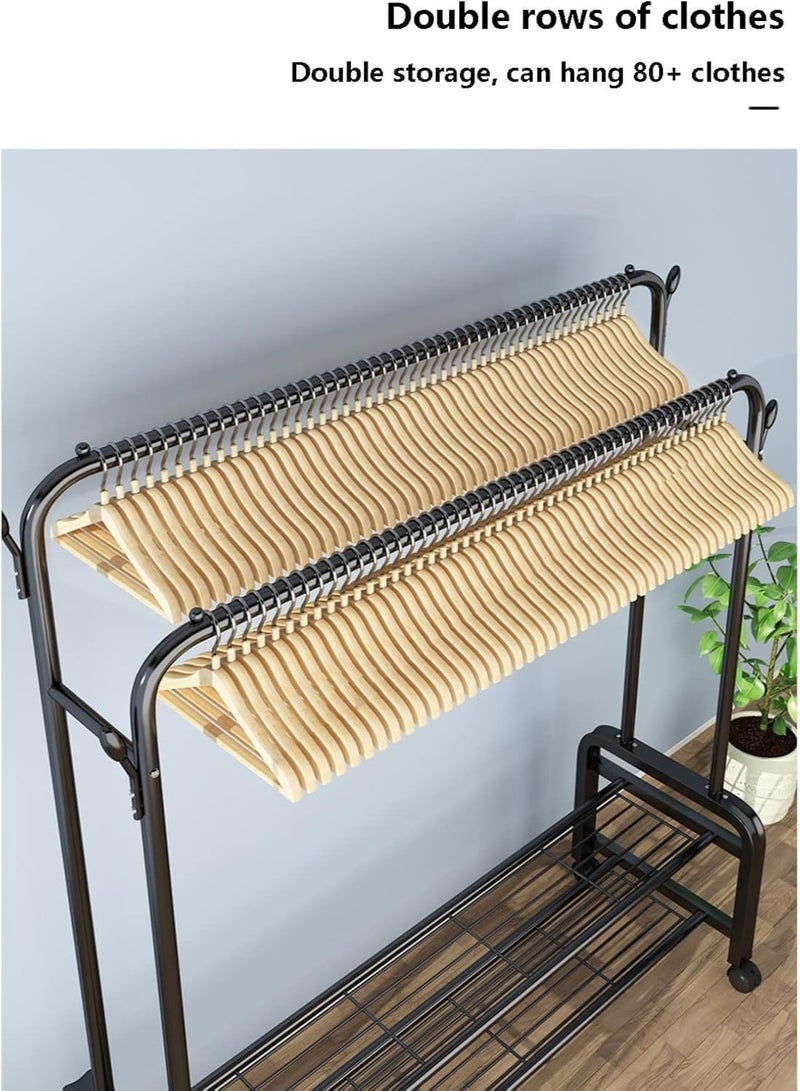 Cozara Metal Clothes Hanger Organizer and White Clothes Stand with Wheels 110x55x150 cm - Image 3