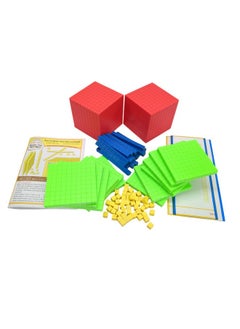 Base Ten Blocks Kit - 84 Pcs Multicolor Set With Place Value Mats & Activity Book - Includes 2 Thousand Cubes, 12 Hundred Flats, 20 Ten Rods, 50 Unit Blocks - Math Teaching Aid For Kids
