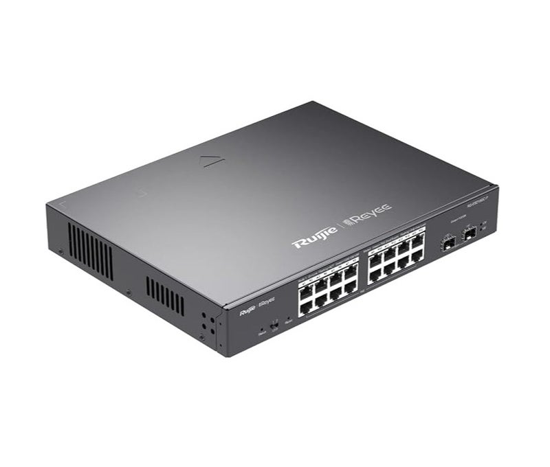 Ruijie RG-ES218GC-P Reyee, 18-Port Gigabit Smart POE Switch, 16 Gigabit RJ45 Ports including 16 POE/POE+ Ports, 2 SFP Slots, 240W PoE power budget,13-inch Rack-mountable Steel Case - Image 1
