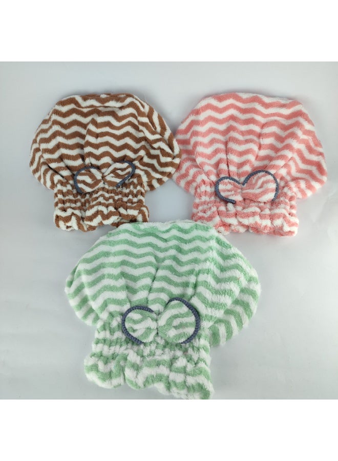Pack of 3 Microfiber Hair Towel Caps for Fast and Gentle Hair Drying - Image 1