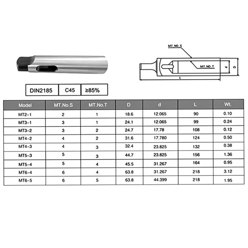 Morse Taper Adapter Reducing Sleeve MT2 MT3 MT4 MT5 Arbor Shank Accessories - Image 5