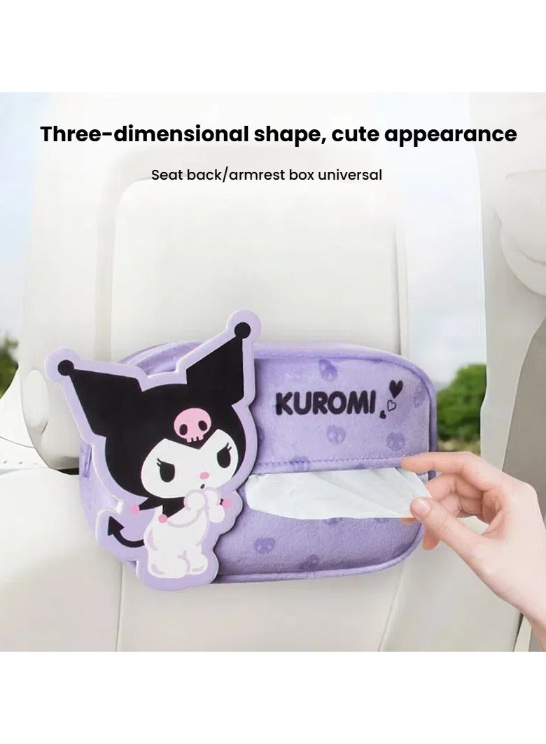 general Sanrio Kuromi car tissue box cute doll armrest box hanging tissue box easily create a personalized car space - Image 3