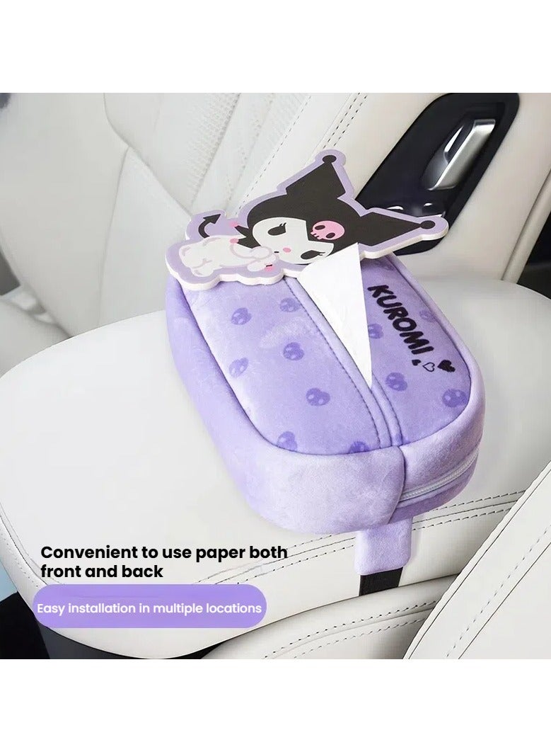 general Sanrio Kuromi car tissue box cute doll armrest box hanging tissue box easily create a personalized car space - Image 2