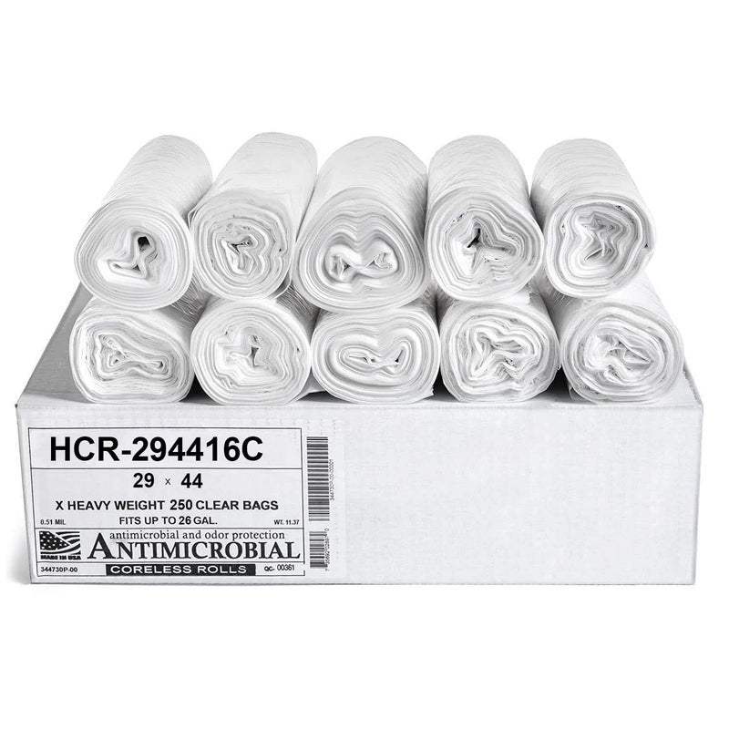 Aluf Plastics High Density Trash Bags 26 Gallon 250 Count 16 Micron eq 29 x 44 Clear for Bathroom Office Industrial Commercial Janitorial Municipal Recycling - Image 3