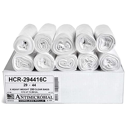 Aluf Plastics High Density Trash Bags 26 Gallon 250 Count 16 Micron eq 29 x 44 Clear for Bathroom Office Industrial Commercial Janitorial Municipal Recycling - Image 2