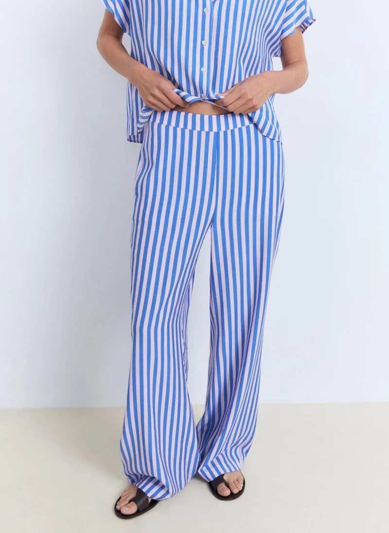 MANGO Stripe-Print Straight Trousers