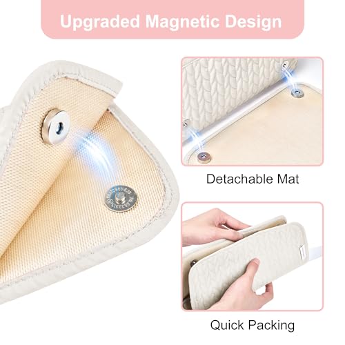 KarSyon Hair Tools Travel Bag Karsyon Heat Resistant Mat Case Hot Tools Straightener, Curling Iron,Hair Dryers,Haircare Accessories Travel Essentials for Women 2 in 1 Organizer Bags(Beige) - Image 4