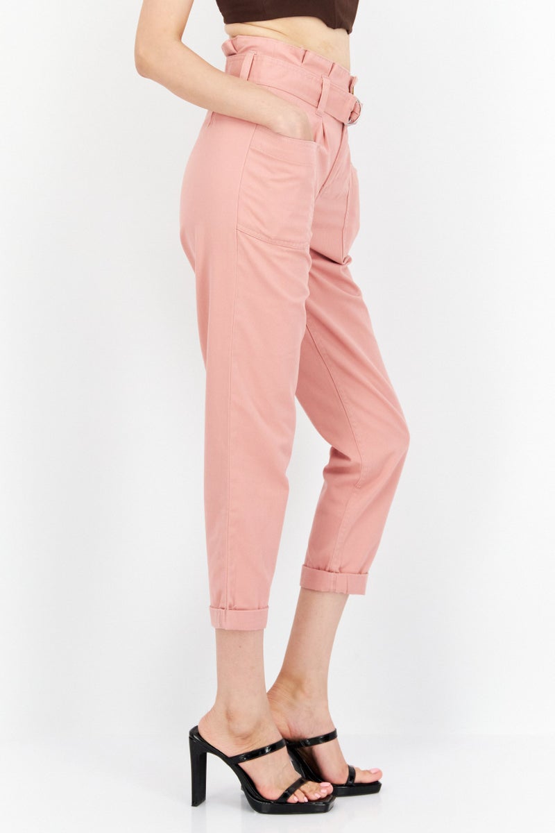 Miss Selfridge Women Regular Fit Chino Solid Pants, Pink - Image 2