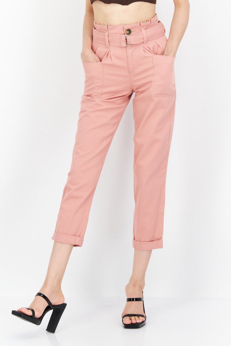Miss Selfridge Women Regular Fit Chino Solid Pants, Pink - Image 1