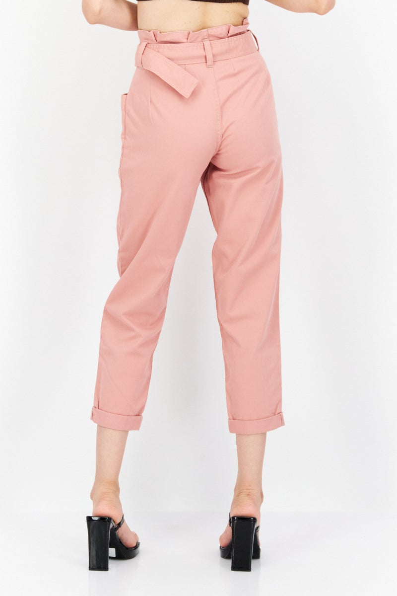 Miss Selfridge Women Regular Fit Chino Solid Pants, Pink - Image 3