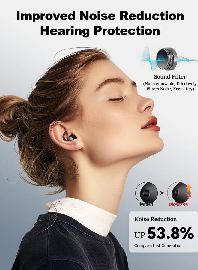 LIMEHO Ear Plugs for Sleeping - Noise Reduction Soft Silicone Earplugs, 2 Pairs Reusable Hearing Protection Earplugs for Noise Sensitivity, Sleep,Travel,Sound Reduction Noise Cancelling - (Black & Silver) - Image 4