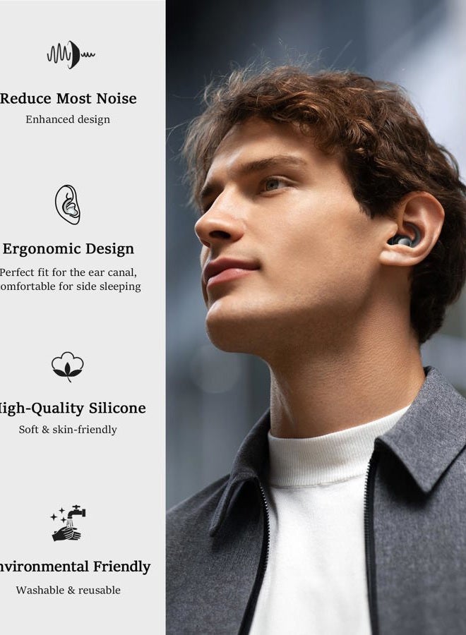 LIMEHO Ear Plugs for Sleeping - Noise Reduction Soft Silicone Earplugs, 2 Pairs Reusable Hearing Protection Earplugs for Noise Sensitivity, Sleep,Travel,Sound Reduction Noise Cancelling - (Black & Silver) - Image 3