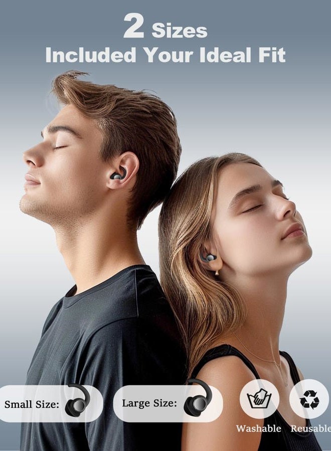 LIMEHO Ear Plugs for Sleeping - Noise Reduction Soft Silicone Earplugs, 2 Pairs Reusable Hearing Protection Earplugs for Noise Sensitivity, Sleep,Travel,Sound Reduction Noise Cancelling - (Black & Silver) - Image 5