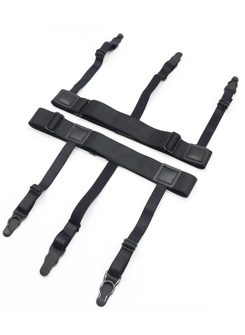 SOLARAE Shirt Holder for Men Adjustable Elastic Shirt Garter Belt Shirt Holder with Anti-Slip Locking Clip Holder for Shirt Pleating and Fixing the Position of Men's Shirts