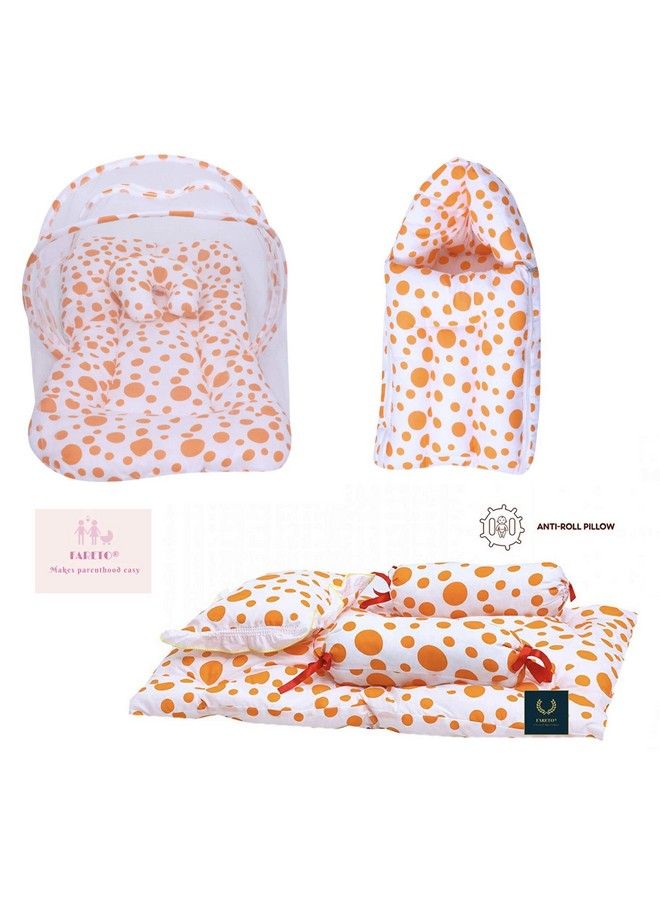 FARETO Baby Polka Dots Complete Sleeping Essential All In One Pack(06 Months) (Orange) - Image 1