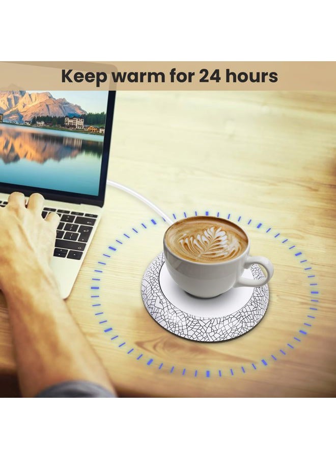 plplaaoo USB Rechargeable Coffee Warmer,plplaaoo Coffee Mug Warmer, Heat Beverage Warmer for Desk, Smart Cup Warmer with Wood Grain, Mug Warmer for Heating Coffee Beverage Tea Milk(Black) - Image 2