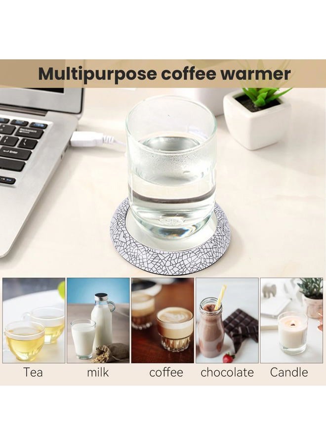 plplaaoo USB Rechargeable Coffee Warmer,plplaaoo Coffee Mug Warmer, Heat Beverage Warmer for Desk, Smart Cup Warmer with Wood Grain, Mug Warmer for Heating Coffee Beverage Tea Milk(Black) - Image 3
