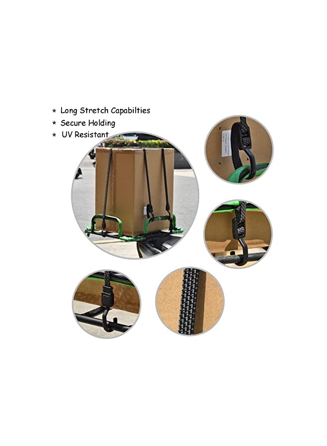 The Bros Bungee Cords with Hooks, Set of 4 Long Bungee Straps Heavy Duty Elastic Rope with Metal Hook, Extra Strong Flat Bungee Cords for Bike Motorcycle Car Caravan Trunks Camping RVs Luggage Roof Racks 100CM - Image 2