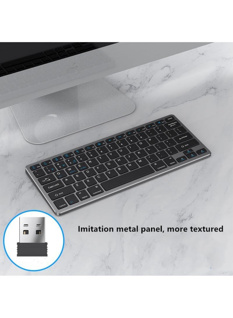 Rock Pow Portable Wireless Keyboard and Mouse Combo Bluetooth 3.0 5.0 2.4G Multi Device Compatible for PC Laptop Phone Windows iOS Android Rechargeable 78 Keys 11.2inch Length  - Image 5