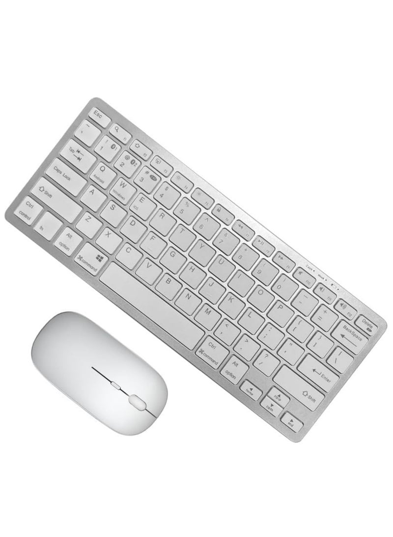 Rock Pow Portable Wireless Keyboard and Mouse Combo Bluetooth 3.0 5.0 2.4G Multi Device Compatible for PC Laptop Phone Windows iOS Android Rechargeable 78 Keys 11.2inch Length  - Image 1