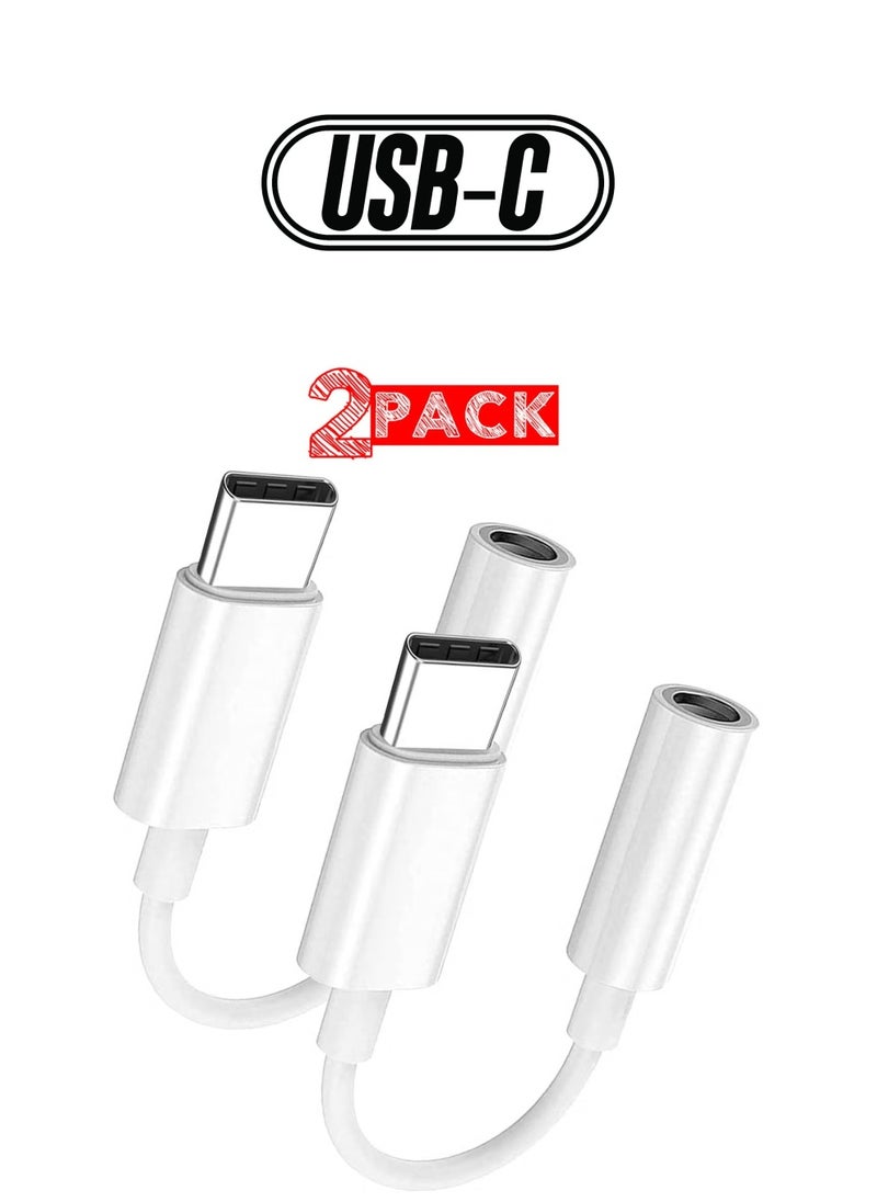 ELTRAZONE - 2-Pack USB-C to 3.5mm AUX Jack Adapter – Type C to Headphone Jack Converter, White - Image 1