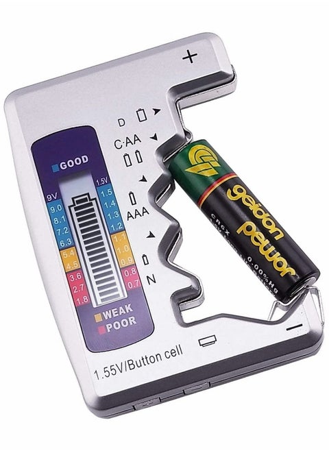Digital Battery Tester, Universal Battery Checker C AA AAA D N 9V 1.5V ButtonCell, 3-Types Red/Yellow/Green Instructions Mini Battery Capacity Measuring Tool