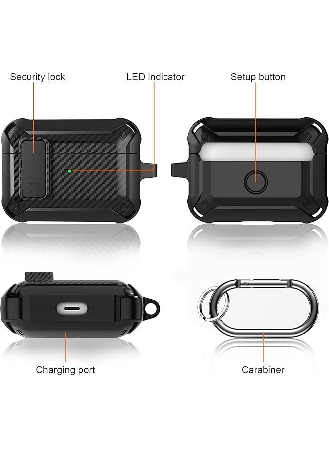 إيروريكس حافظة متينة مقاومة للصدمات لسماعات Airpods Pro مع سلسلة مفاتيح حماية متينة لسماعات Airpods Pro حافظة شحن Airpods Pro غير متضمنة - Image 3