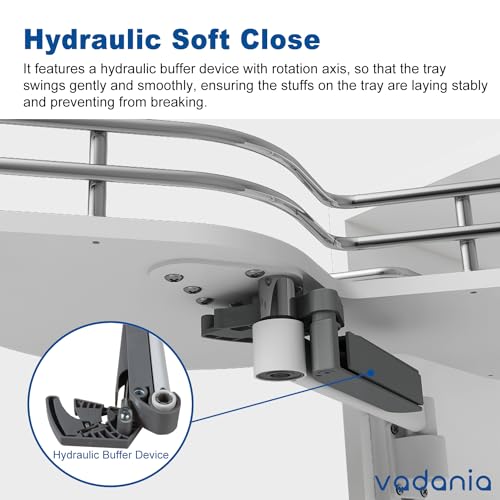 VADANIA Left Swing Pull Out Organizer for 32" Blind Corner Kitchen Cabinet, 2 Tiers Swing Tray, Soft Close, Left Handed Open - Image 4
